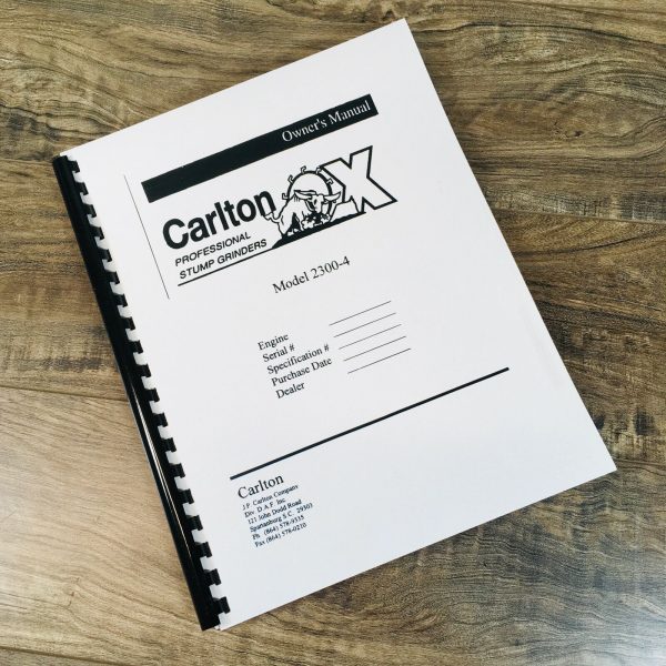 Carlton Model 2300-4 Stump Grinders Operators Manual Owners Book Maintenance