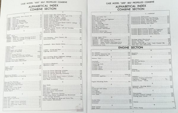 J I Case Self Propelled Model 600 Grain Combine Parts Catalog Manual No. 694 - Image 2