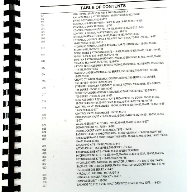 Ford 19-366 19-367 19-368 19-369 19-370 19-388 19-389 Backhoe Parts Manual - Image 2