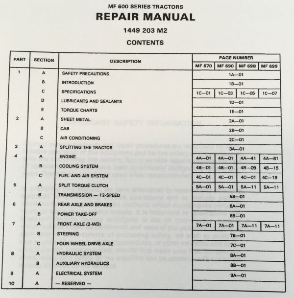 Massey Ferguson 600 670 690 698 699 Tractor Service Manual Repair Shop Workshop - Image 3