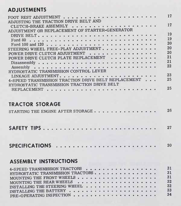 Ford 80 100 120 Lawn Garden Tractor Operators Owners Manual Lawn Mower Book - Image 3