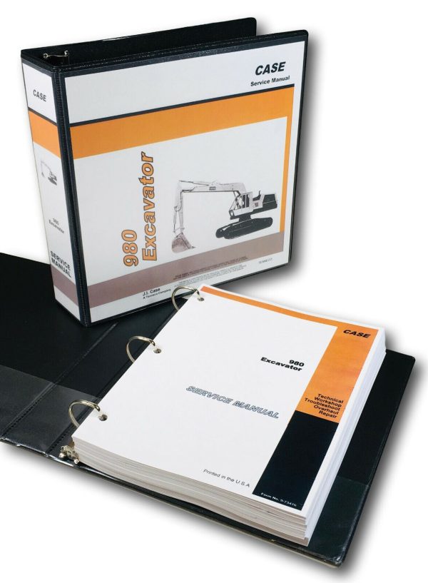 Case 980 Excavator Service Technical Manual Repair Shop Binder Crawler Track Hoe