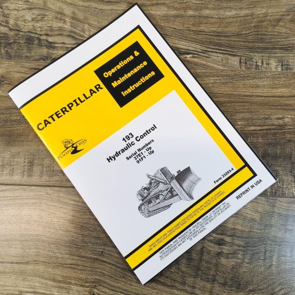 Operators Manual For Caterpillar 193 Hydraulic Control 37E1-UP 91F1-Up Owners