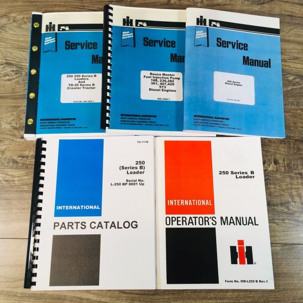 International 250B Crawler Loader Service Parts Operators Manual Set SN 8001-UP