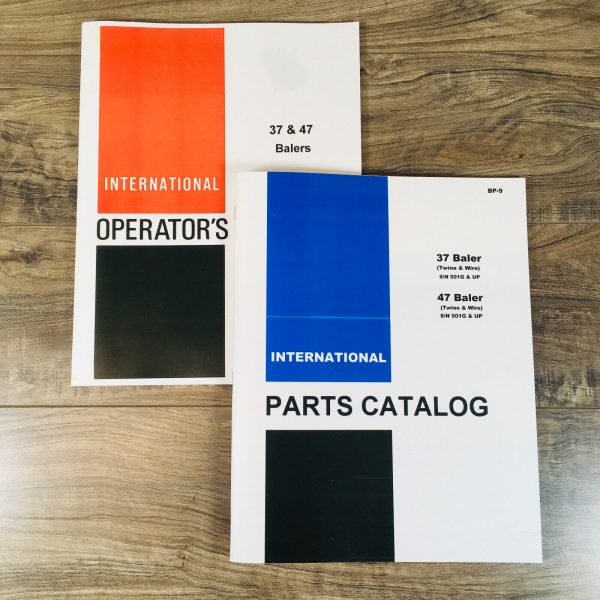 International 37 47 Baler Parts Operators Manual Set Twine & Wire S/N 501G & Up