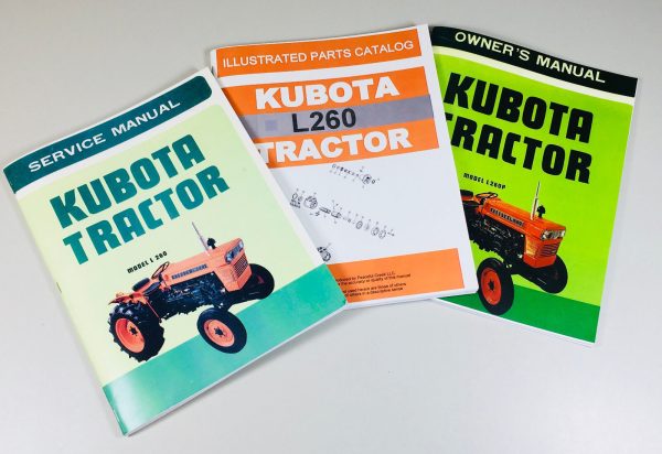 Kubota L260 Tractor Service Operators Manual Parts Catalog Shop Set L260P