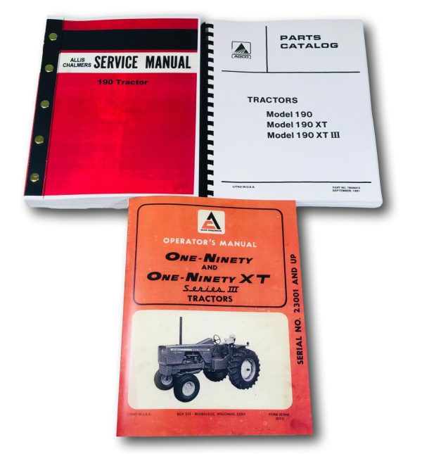 Allis Chalmers 190 190Xt Series Iii Tractor Service Parts Operators Manual Set